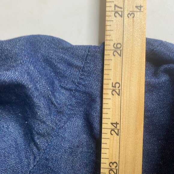 Draper James Chambray Denim Dress Size 20 Long-Sleeve Button-Front Ruffle Detail - Picture 9 of 10
